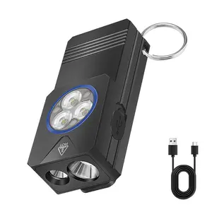 Rechargeable Clip-on EDC Flashlight, 550-Lumen Compact Keychain Flashlight, Combines Floodlight, Spotlight, and UV Light, Tail Magnet for Signaling, Cycling, and Outdoor Use