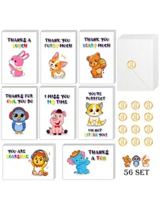 56PCS Funny Thank You Cards, Pun Greeting Cards with Envelopes, Thank You Notecards with Seal Stickers, Animal Thankful Greeting Cards for Family Friends, Thanksgiving Cards for Teachers Coworkers