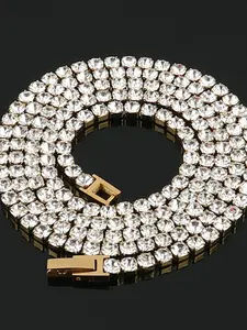 Women's Stainless Steel Zirconia Tennis Necklace, Simple Design Style Jewelry, Durable & Stylish Accessory for Everyday Wear