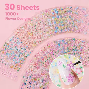 Beetles Flower Nail Art Stickers 30 Sheets 3D Nail Stickers Elk Nails Supplies DIY Decals for DIY Decoration Nails Art