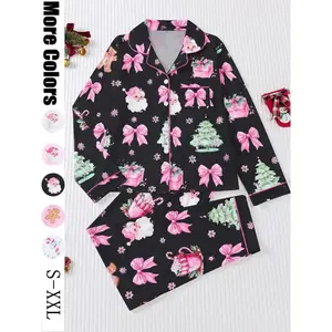 [Christmas] Women's Christmas Pajama Set, Soft Long Sleeve Shirt and Stretch Pants, Holiday Party Pajamas, Autumn/Winter Casual Home ClothesRAIMENTRY