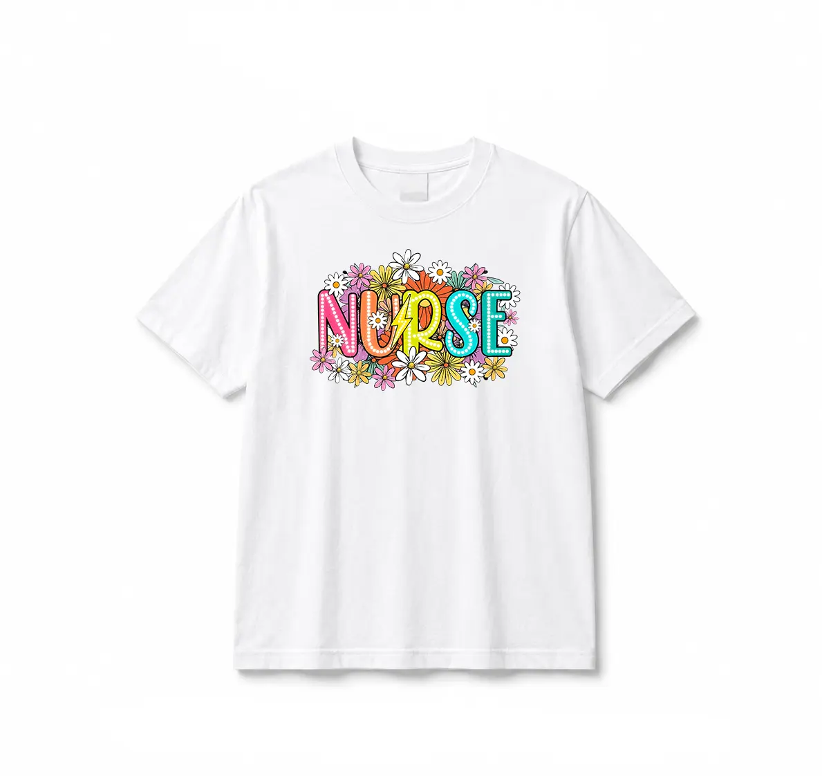 Floral Retro Nurse Shirt, Nurse Life Tee, Nurse Stuff, Doodles Wild Flowers Nurse Womenswear