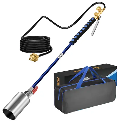 Convenient Durable Eco-Friendly Weed Torch Kit, Ergonomic Design, Collapsible Structure, 10 FT Hose, Self-Ignitor, Storage Bag for Fire Pit, Roofing