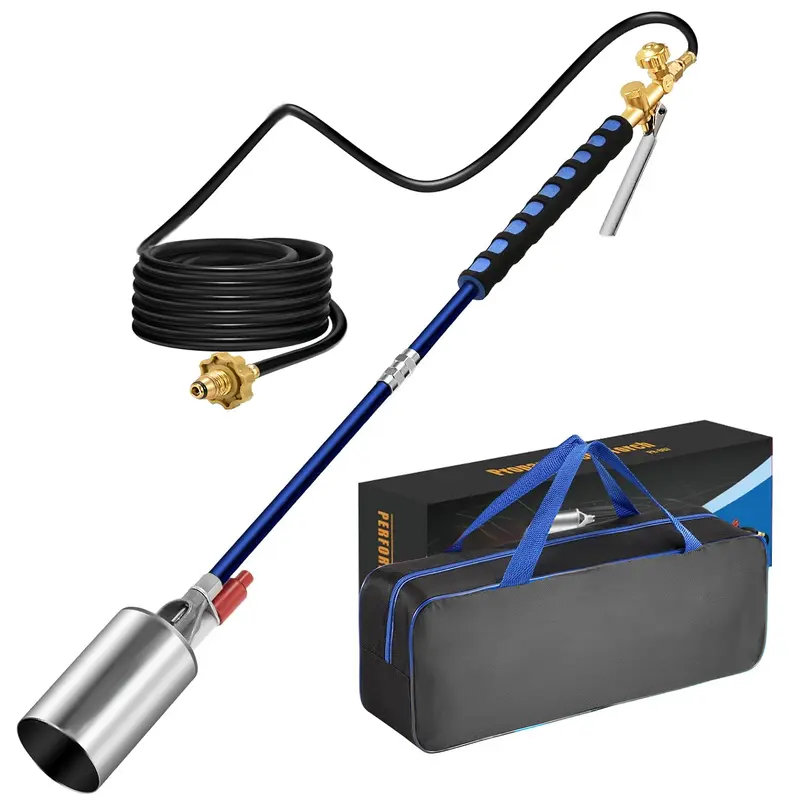 Convenient Durable Eco-Friendly Weed Torch Kit, Ergonomic Design, Collapsible Structure, 10 FT Hose, Self-Ignitor, Storage Bag for Fire Pit, Roofing