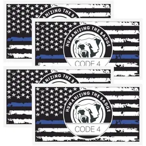 WOAOW 6PCS Thin Blue line Sticker Code 4, American Flag Thin Blue Line Car Decal, Police Support Stickers, for Cars Trucks Window Laptop Waterproof Decals