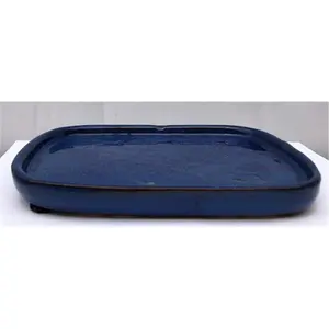 Bonsai Boy  Ceramic Humidity & Drip Tray, Blue - Rectangle, Bonsai Tree, Humidity Control, Garden Decor