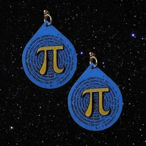 Pi Symbol Earrings, Blue & Gold, Math Nerd Earrings