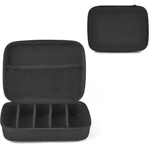 Travel Sunglasses Organizer Glasses Case Multiple Pairs with Adjustable Slots Portable Eyeglasses Case Storage Box for Men Women, Medium, Black