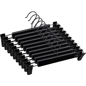 Hangers with Clips, Hangers, 360 ° Swivel Hooks Space Saving Hanger For Pants,Skirts,Clothes,Jeans (10Pack, Black)