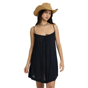 BILLABONG Women's Beach Song Solid Mini Dress, Floaty Fit Beach Swim Cover Up, Summer Casual Vacation Wear