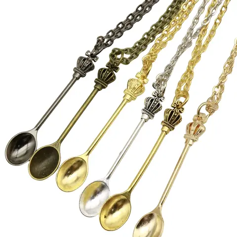 Crown Spoon Design Pendant Dainty Necklace, Dainty Chain, Fashion Jewelry for Party, Daily Clothing Decor, Trendy All-match & Exquisite Jewelry for Birthday Gift, Minimalist Necklace, Fashion Cool Accessories, Jewelry Gifts