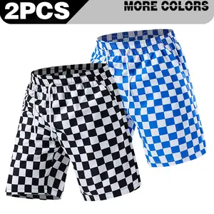 [ Summer Atmosphere ] Men's retro checkerboard quick drying shorts for summer, loose, breathable, casual, skin friendly, fashionable and versatile five quarter pants