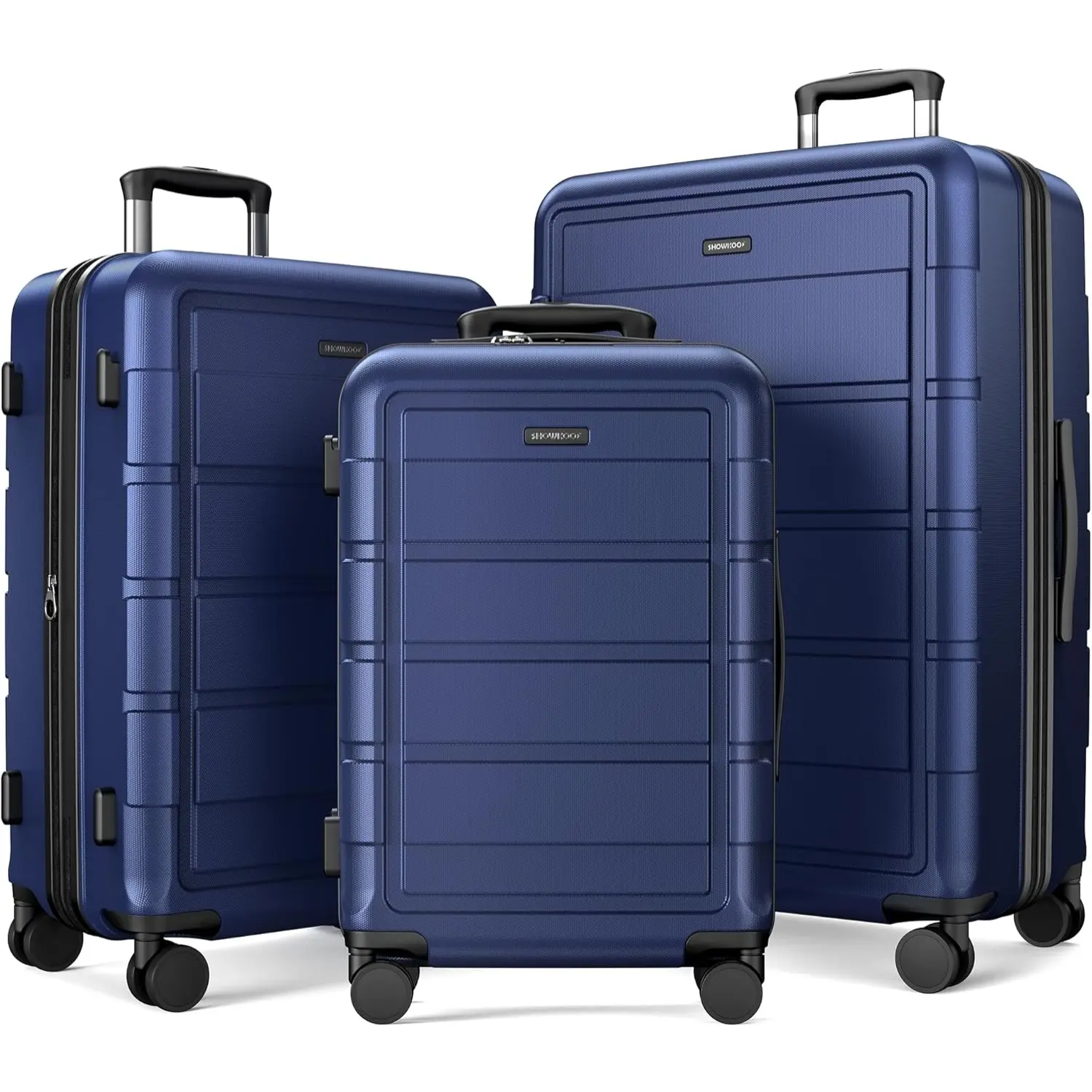 SHOWKOO 3-Piece Polycarbonate Hardshell Luggage Set, Expandable Lightweight Suitcase Set with Double Spinner Wheels, TSA Lock, YKK Zipper, 3-Step Telescoping Handle, Carry On Luggage Set for Travel/Business,back to school shopping, Adjustable, sohochic