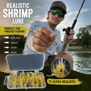Must-Have Bass Fishing Bait to Catch More Fish Realistic Soft Silicone Shrimp Lure | Life-Like Artificial Swim Bait
