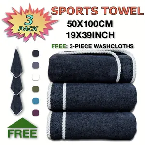 6pcs Modern Microfiber Sports Towel Set, Featuring Super Absorbent Properties: 3 Sports Towels 50x100cm + 3 Square Towels 34x34cm. Ideal for Yoga, Pilates, Hiking, Bathroom, Gym, Parties, Gifts, Festivals, and Hotels. Also Suitable as a Face Towel