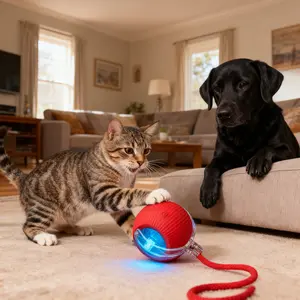 Dog & Cat AccessoriesElectric Cat Ball Toy with Rope, InteractiveCat Teaser Toy, Automatic Rolling Ball Toy,Pet Supplies