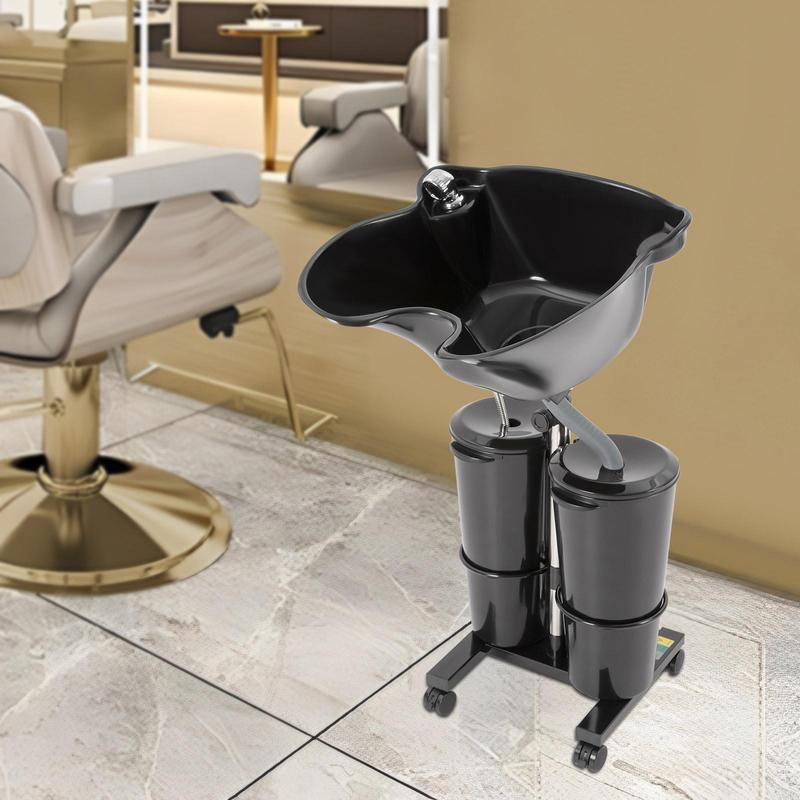 Portable Shampoo Bowl with Electric Pump, Hair Washing Station for Home & Barber Use, Portable Sink for Washing Hair with Dual-Bucket Design, Height Adjustable Stand