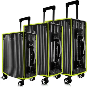 3 count Thicken Clear Luggage Cover Protector, 20" 24" 28" Clear Luggage Covers for Suitcase   Anti-scratch Travel Suitcase Covers Case for Wheeled Luggage