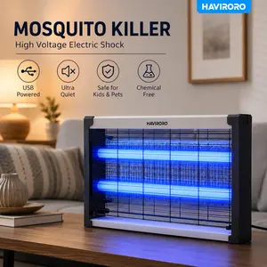 HAVIRORO Bug Zapper Indoor, 3200V High-Voltage Electric Mosquito Zapper, Dual Band Attraction, Fly Trap Mosquito Trap, Fly Killer Fly Zapper, Type-C