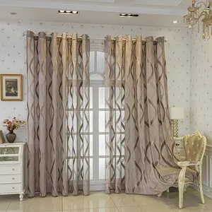 2Panel Vintage Jacquard Sheer Curtains with Ring Top Hanging, Breathable and Light-Transmitting, Suitable for Bedrooms, Living Rooms, Balconies, Offices, and Home Decor.