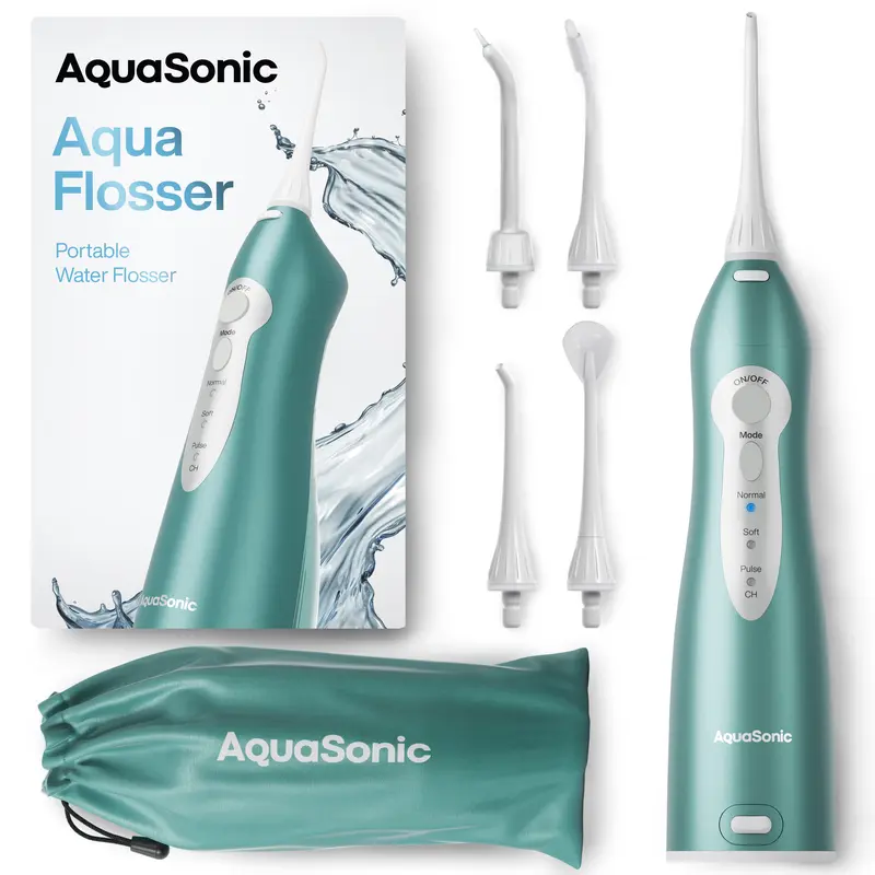 Aqua Flosser Standard, Lightweight & Waterproof, 5x More Effective than Traditional Flossing Portable Oral Irrigator Dental Cleaning Kit Cleanser | AquaSonic