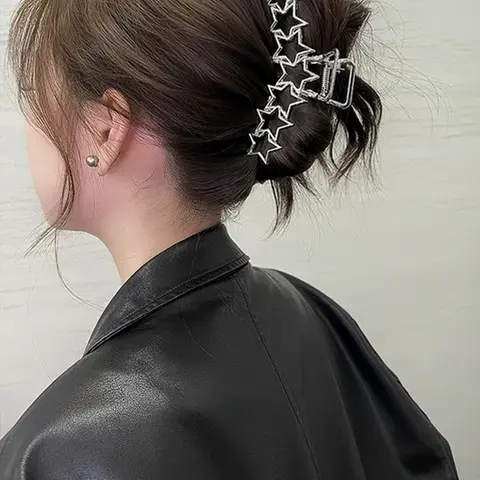 Women's Elegant Hollow out Star Design Hair Claw, Fashion Alloy Hair Accessories for Daily Wear, Large Size Easy Grasping Hair Claw Clip, Hair Bun Accessories, Claw Hair Clips