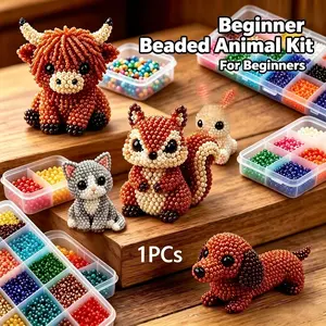 Petite 3D Beaded Animal Craft Kit, DIY Handmade Jewelry Making Set, Creative Gift for Kids & Adults, Fun Crafting Activity