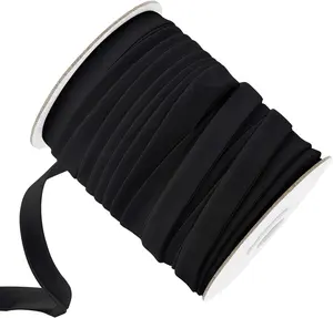 Double Fold Bias Tape Bias Binding Tape Sewing Seaming Hemming Piping Quilting 1/2 Inch x 50 Yards Black