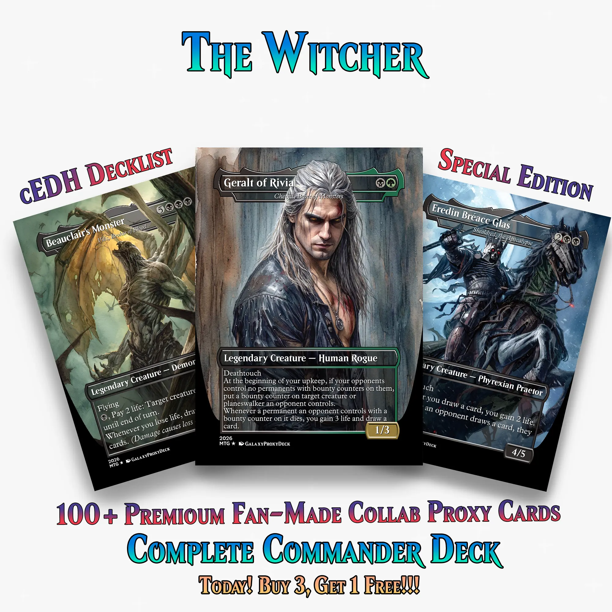 Witcher Themed MTG Proxy Commander Deck - 117 Cards Set