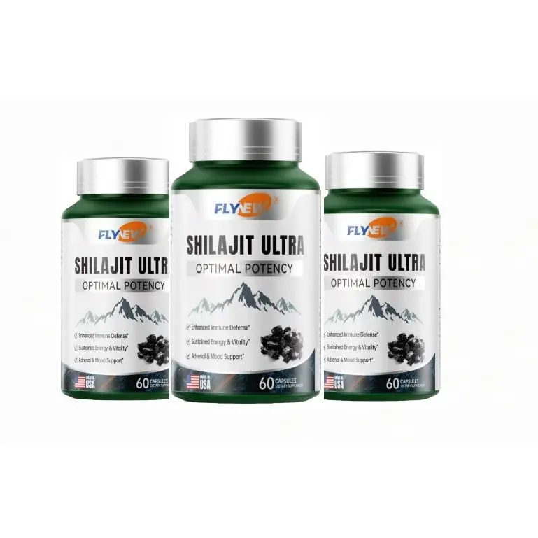 FLYNEW Shilajit Ultra Vitamin Capsules - Optimal Potency Adaptogen, Energy & Stamina Booster, Immune Health Support, Powerful Antioxidants, 60 Premium USA-Made Natural Wellness Supplement