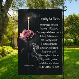 Polyester, Memorial Garden Flag, When I Lose You Garden Flag,  Double Sided, Cemetery Decoration, for Outdoor Graves Only Flag Rose Flower Statue