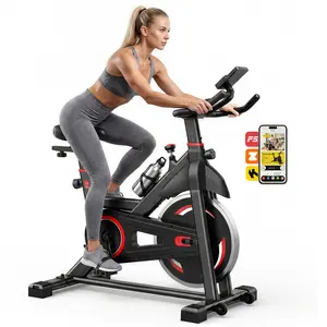 Exercise Bike with Bluetooth APP Control, Infinite Resistance Stationary Bikes with Quiet Belt Drive, Indoor Cycling Spin Workout Bike with 300 lbs Capacity for Home, Apartment