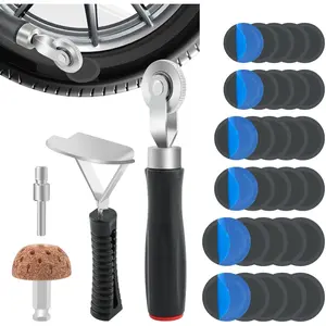 33Pcs Tire Repair Patch Tools Tire Patch Kit, Tires Patchs Roller Kit, Tires Repair Tool for Car Grinding, Repairs Buffing Wheel/Inner Liner Scraper/30PCS Wheel Patche(32/45/ 55mm)