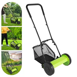 12 Inch Manual Push Reel Lawn Mower with Collection Bag for Small Yard Grass home essentials