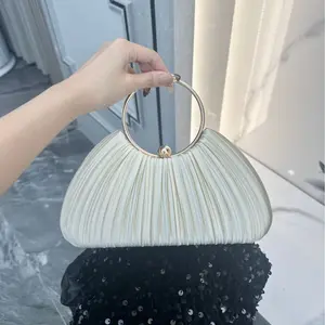 Chic Ruffled Evening Bag for Women Fashionable Womens Handbags for Wedding Party Dinner Clutch Shoulder Crossbody Purse