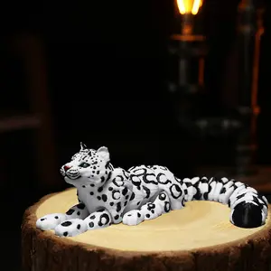 3D Printed Snow Leopard, PLA Eco-friendly Material, Creative Collectible Statue, Bedroom Desktop Decoration, Unique Gift for Fantasy Lovers