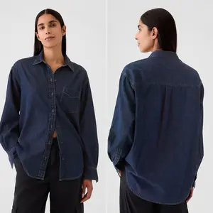 GAP Oversized Denim Shirt Unisex – Vintage Button Down Chambray Shirt, Casual Streetwear Long Sleeve, Loose Fit Everyday Shirt