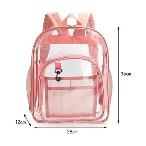 wowmtn 400063mpi WOWMTN Clear Backpack (Clear/Black) Heavy Duty PVC Transparent Backpack with Reinforced Strap for College