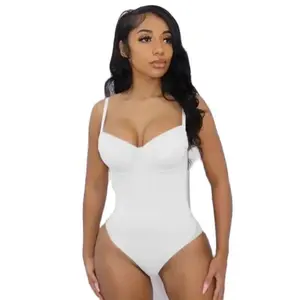 Underwire White Bodysuit Women Shapers Stretch Solid Color Silky Underwear Shapewear Corset Fabric