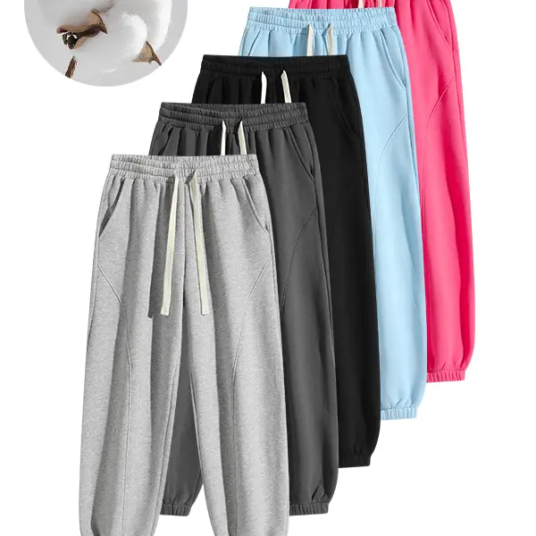Unisex Casual Jogger Pants Elastic High Waist with Drawstring  Pockets Solid Color Soft Lightweight Sweatpants Versatile Daily Workout Running Streetwear Trousers for All Seasons