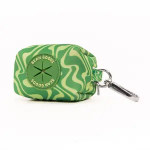Bean Goods Poop Bag Pouch with Keyring Attachment & Zipper Pouch - Matcha Swirl