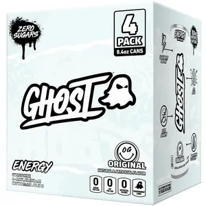 Ghost Zero Sugar Original Energy Drink, 100mg Natural Caffeine, 8.4 fl oz, 4 Pack Cans