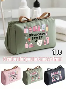 Women's Cute Makeup Skincare Travel Storage Bag, Foldable Cosmetic Pouch with Zipper, Portable Toiletry Bag, Large Capacity, Makeup Organizer Pouch, Ideal Gift