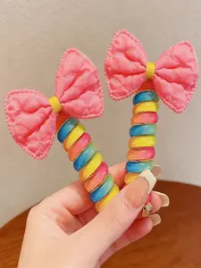 2pcs New Braided Hair Tie Bow Smiley Sunflower Straight High Elasticity Hair Accessory for Women High Ponytail Bubble Braid