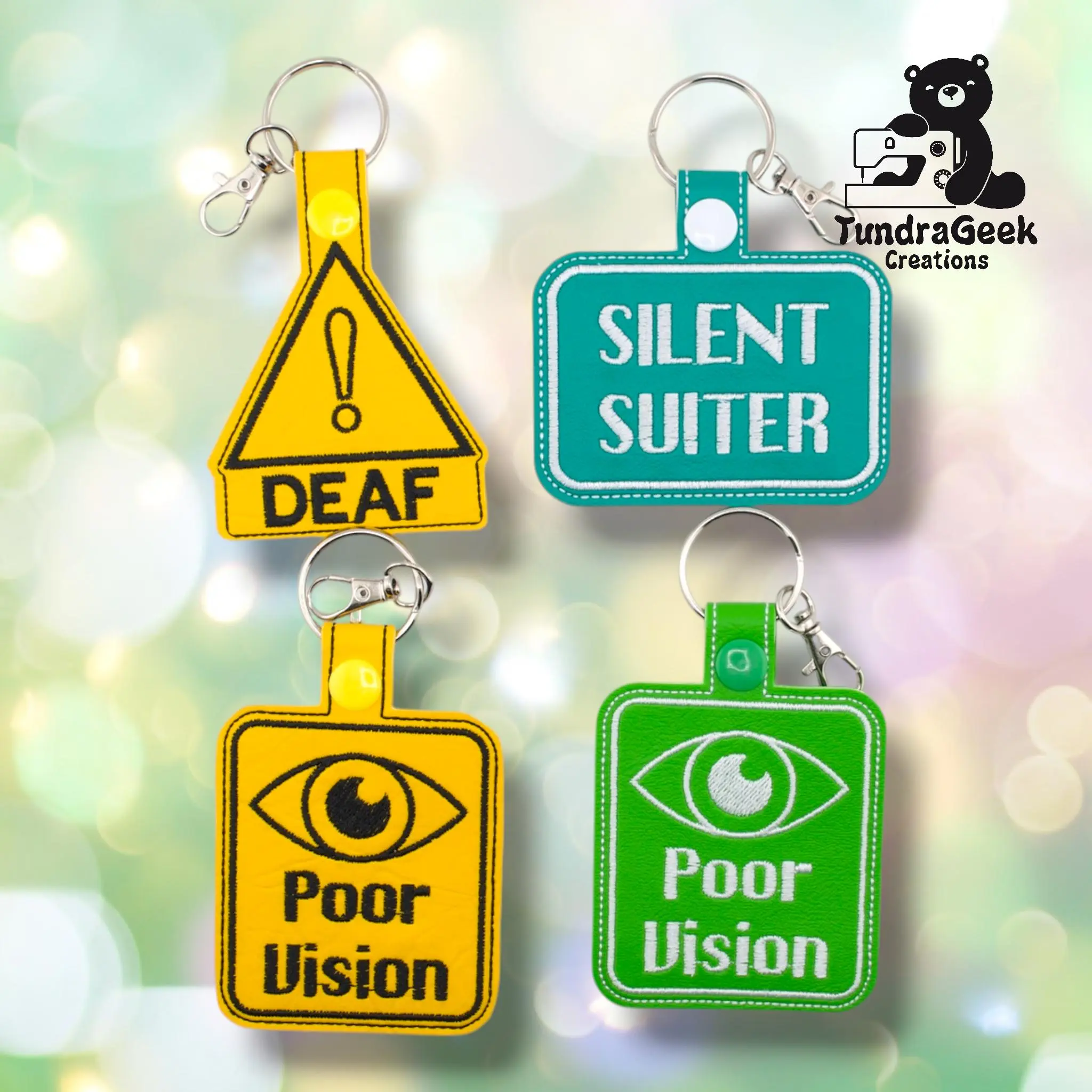 Accessibility Awareness Badge | Embroidered Keychain | Deaf Badge | Poor Vision Badge | Silent Suiter | Con Badge