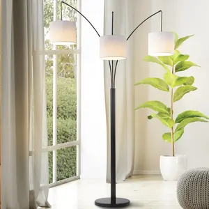 JONATHAN Y Barrie Mid-Century Modern Head-Adjustable Iron LED Arc Floor Lamp; for Living Room, Bedroom, Kitchen, Office