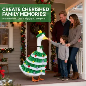 Christmas Porch Goose Outfit, Funny Yard Goose Statue Clothes for Outdoor Lawn Decor, Cute Christmas Costume for 23 Inch Porch Geese, Festive Garden & Patio Decoration Set Ornaments
