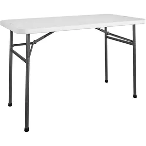 COSCO 4 ft. Straight Folding Utility Table, White, Indoor & Outdoor, Portable Desk, Camping, Tailgating, & Crafting Table