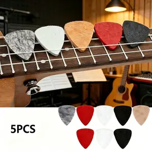5 Pack Premium Wool Felt Picks, Soft Plectrums for Ukulele, Bass, Guitar, Mandolin & Banjo - Warm Tone Music Accessories for Enthusiasts