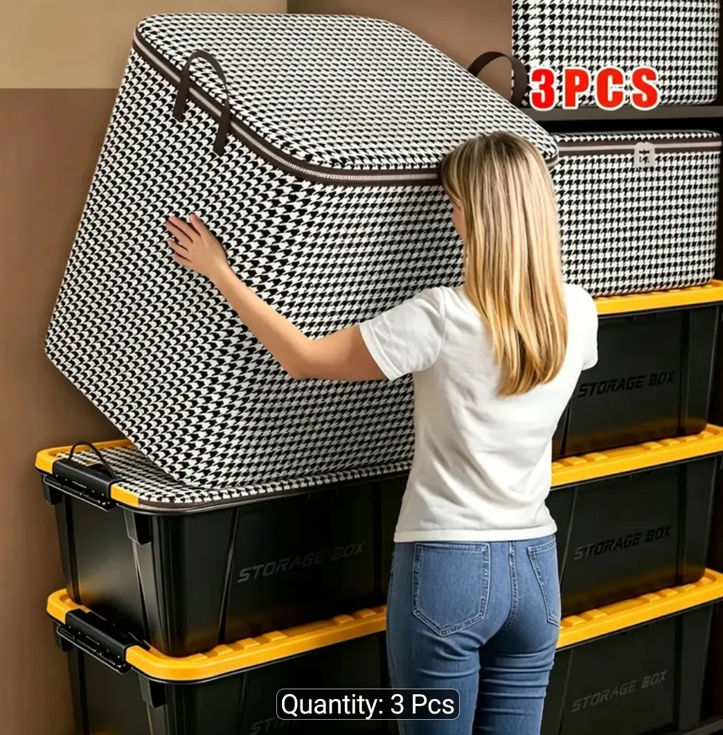 ‌53.76 Gallon Extra Large Household Storage Box, Thick & Large Capacity‌ – Clothing and Bedding Storage Bucket with Lid, Foldable Storage Bag for Home Organization, Moving & Traveling
